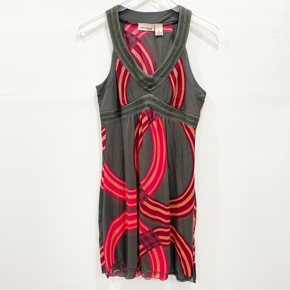DKNY Jeans Semi-Sheer Y2K Mod Print Sleeveless Dress Medium - Picture 1 of 9